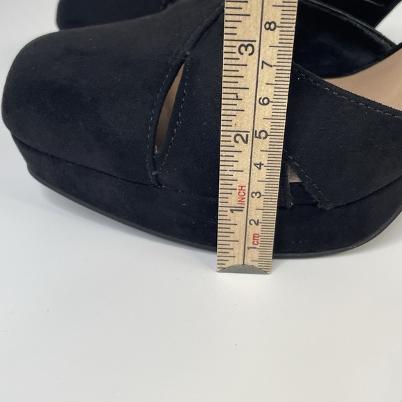 Pop Mary Jane Suede Black Platform Chunky Heels Size 8.5 Y2K Retro 70's Disco - Picture 13 of 15